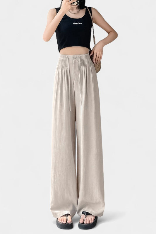 Ilyana Pantalones de Cintura Alta y Pierna Ancha
