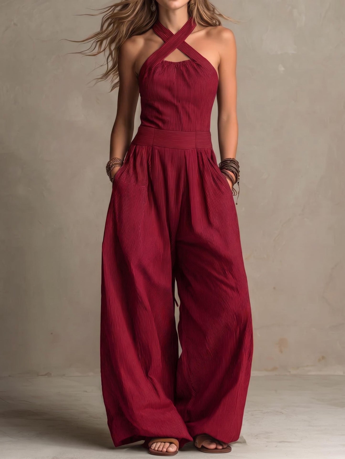 BIANCA | MONO DE LINO Y ALGODÓN ELEGANTE ESCOTE CRUZADO