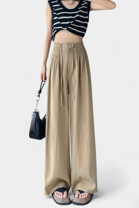 Ilyana Pantalones de Cintura Alta y Pierna Ancha
