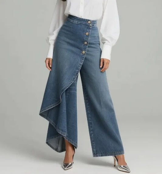 PANTALONES VAQUEROS CRUZADOS DE TALLE ALTO