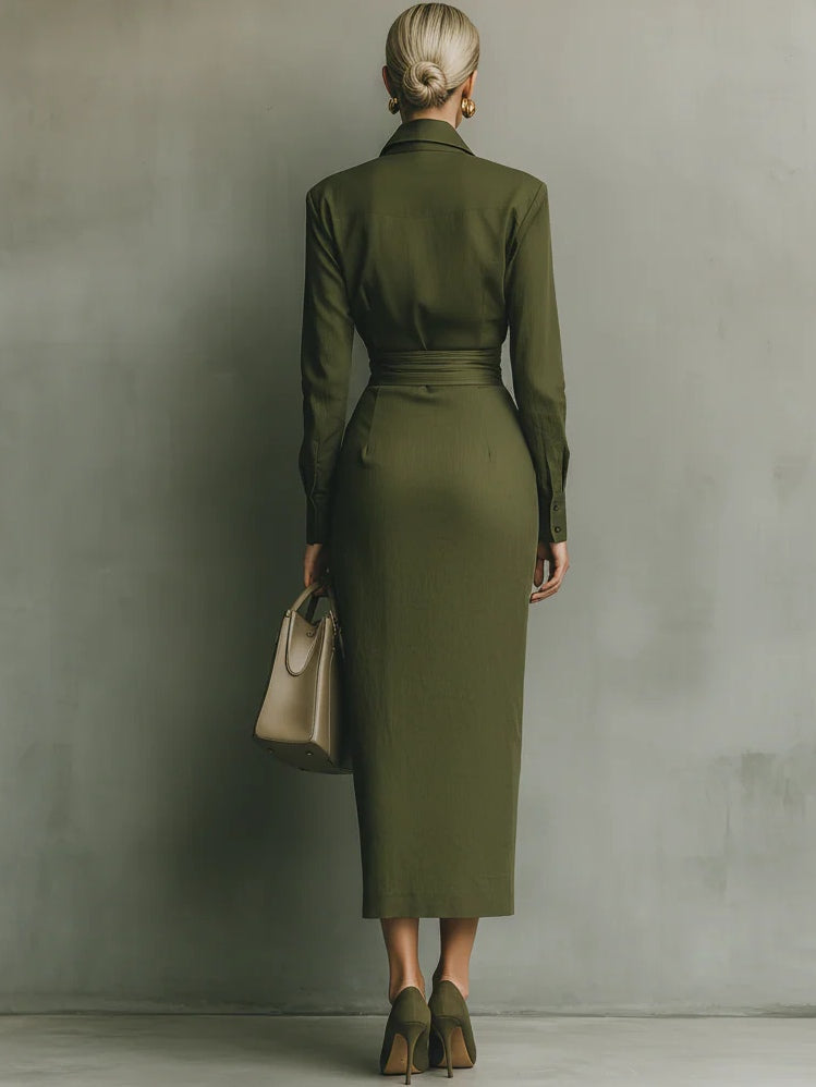 VESTIDO | LARGO VERDE MILITAR
