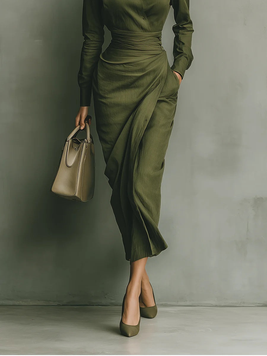 VESTIDO | LARGO VERDE MILITAR