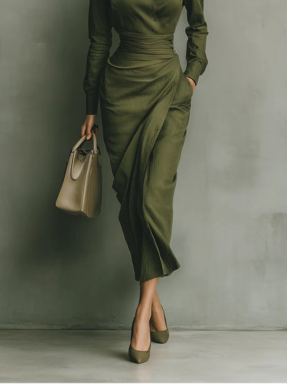 VESTIDO | LARGO VERDE MILITAR