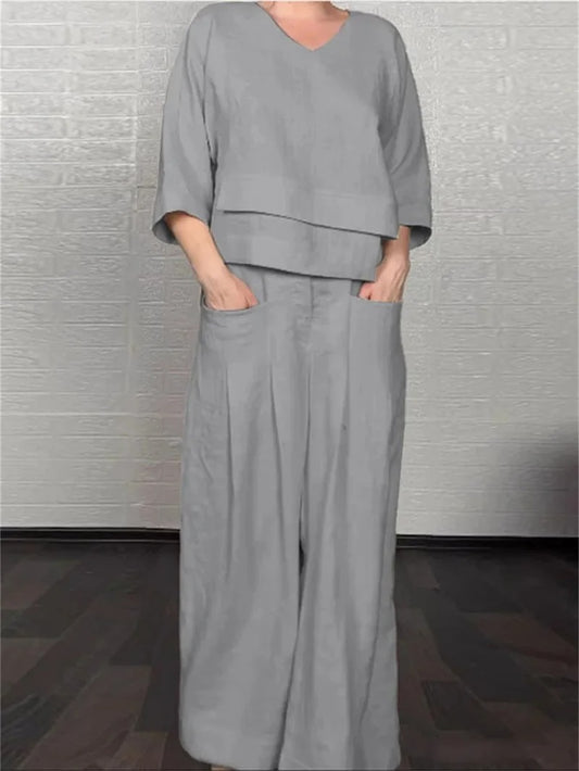 CONJUNTO 2 PIEZAS ALGODÓN Y LINO | TRANSPIRABLE, CÓMODO Y ESTILO RELAJADO